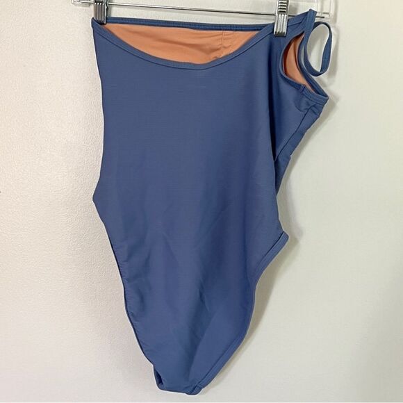 NWOT New J. crew Ribbed One Strap One Piece Swimsuit 0 Retro Blue Clean Lines - Picture 10 of 14